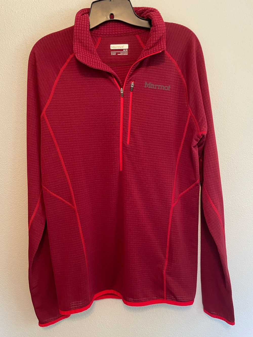 Marmot Men’s Red Neothermo Half-Zip Lightweight Pullover Polartec Medium